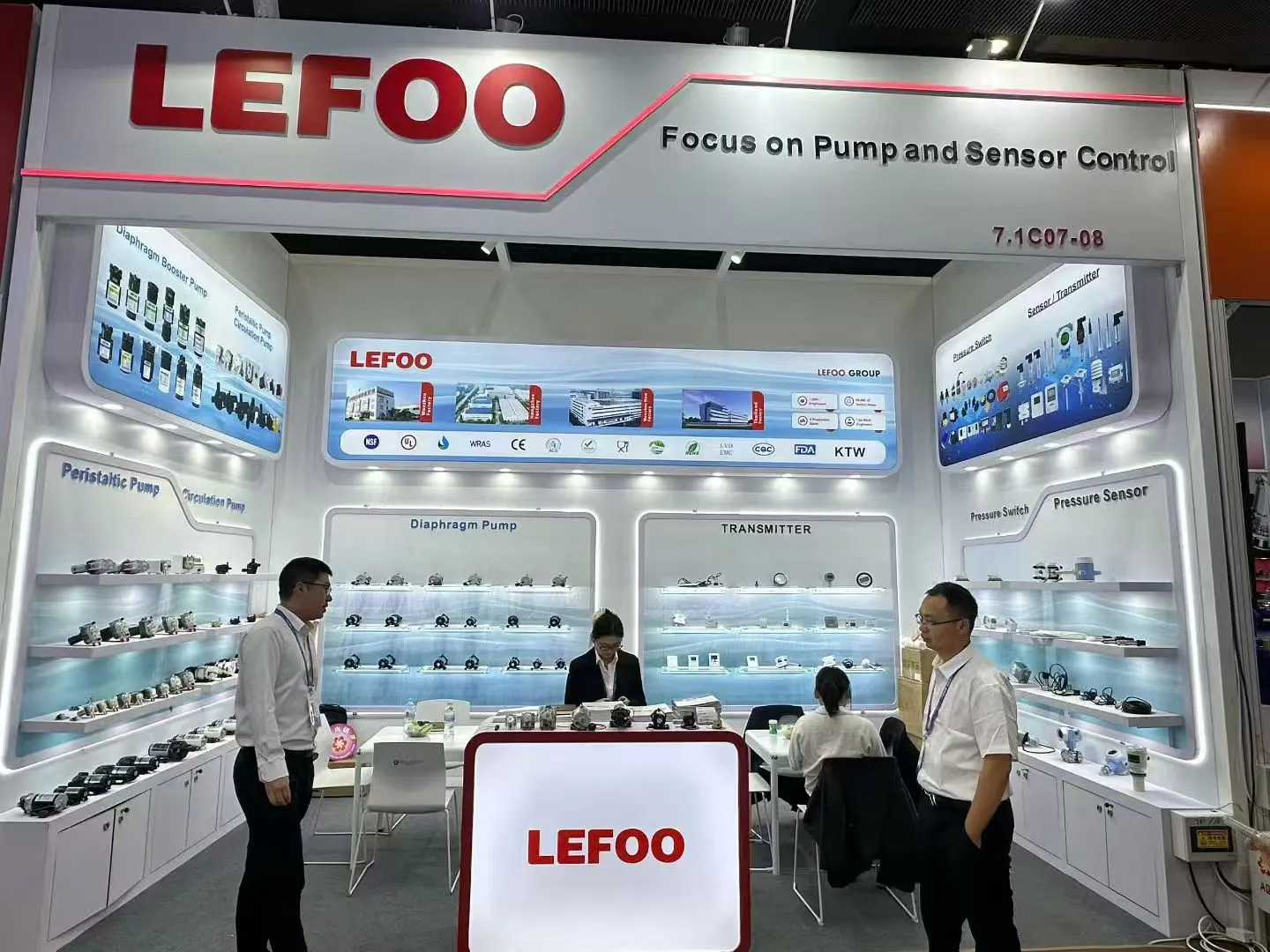 Pumps, sensors and pressure switches on display at the LEFOO booth.jpg
